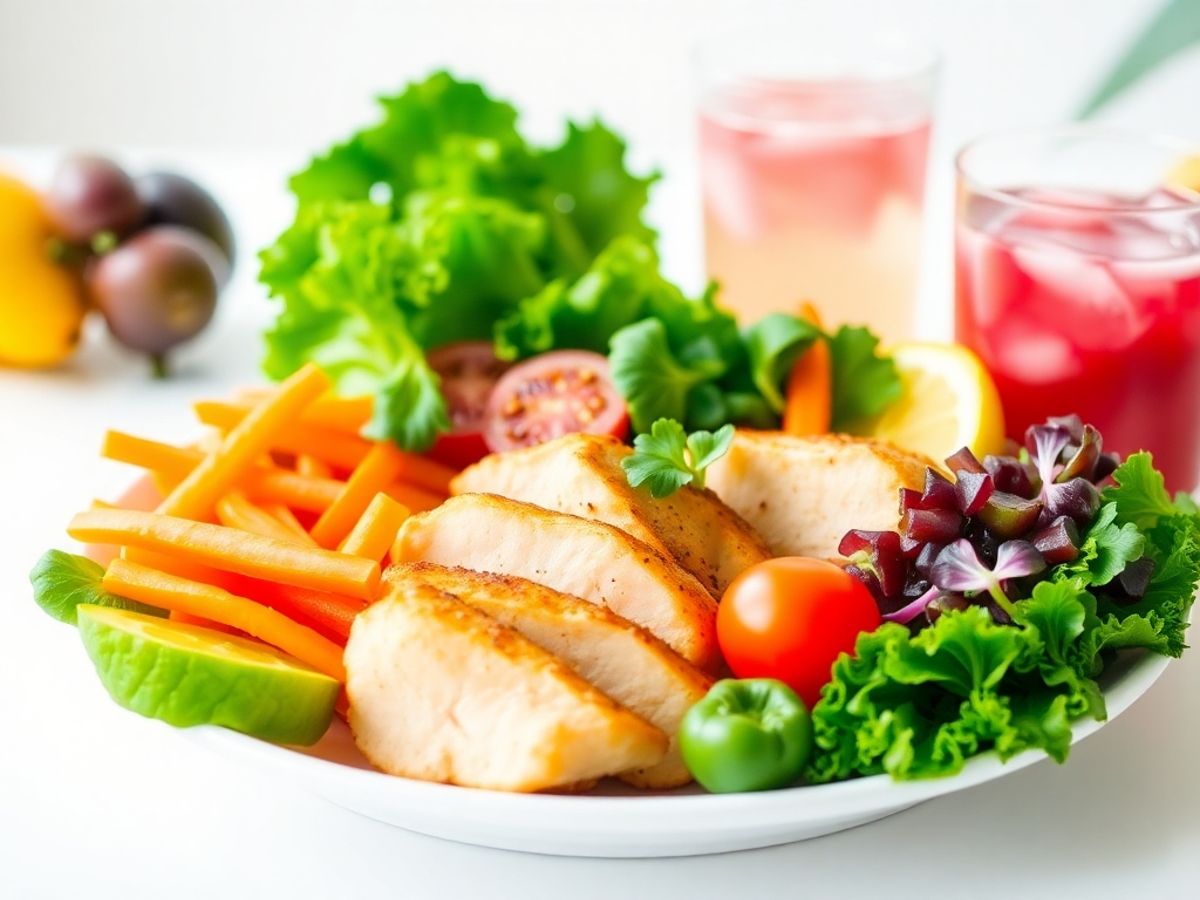 Healthy meal with fresh vegetables and lean proteins.
